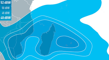 EUTELSAT 16A Ku-band Southern Africa Downlink Coverage