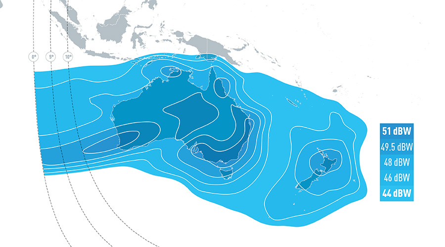 EUTELSAT 172B Ku-band South Pacific Downlink Coverage