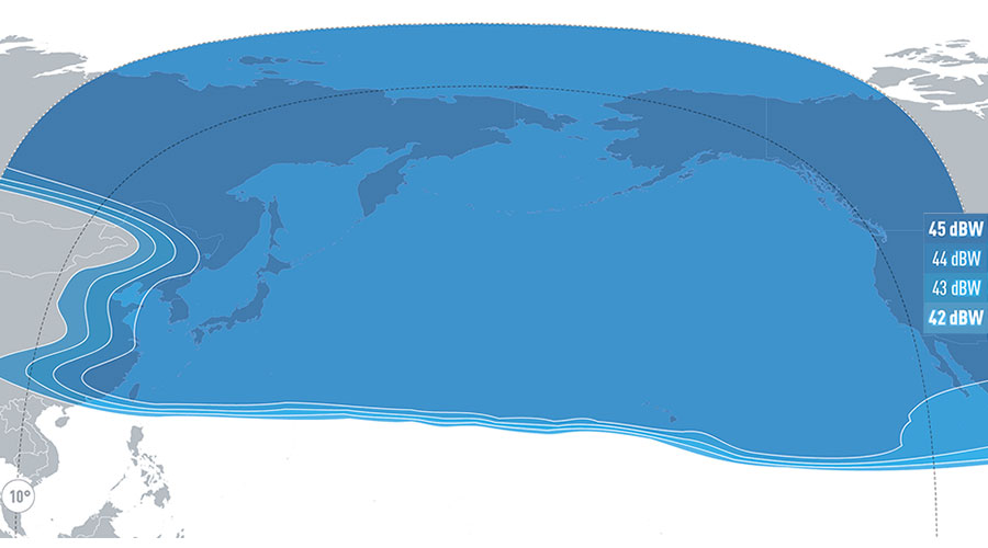 EUTELSAT 174A Ku-band North Pacific Downlink Coverage