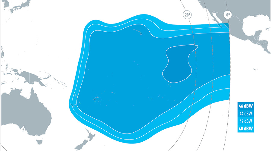 EUTELSAT 174A Ku-band South East Pacific Downlink Coverage