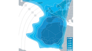 EUTELSAT 21B Ku-band Western Downlink Coverage